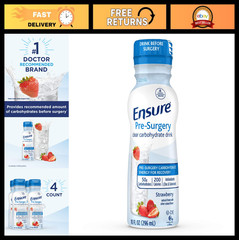 Clear Carbohydrate Drink for Pre-Surgery, Strawberry Flavor, 10 fl oz, 4 Pack