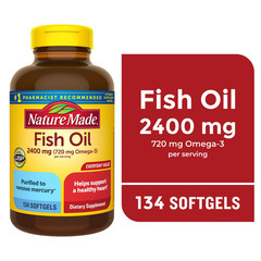 Fish Oil 2400Mg per Serving Omega 3 Softgels 134 Count
