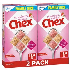 Pack of 2 Strawberry Vanilla Chex Breakfast Cereal Family Size 19.8oz Each.