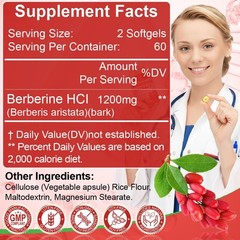 Berberine HCL 1200mg Ceylon Cinnamon Antioxidant Supplement 120 Capsules.