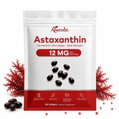 Natural Astaxanthin Supplement 12mg Softgels 120 Count Microalgae Extract