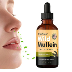 Pack 3 Drops All-Natural Mullein RESPICLEAR with Ginger & Lemon for Lung Cleanse