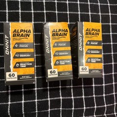 LOT of 3 Onnit Alpha Brain Memory and Focus – 60 Capsules each – exp 07/14/2026