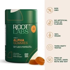 Root Labs 10 in 1 Alpha Gummies Shilajit Ashwagandha Tongkat 60Ct- 1/2/3 Bottles