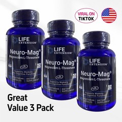 3 package Neuro-Mag Magnesium L-Threonate from 2000 mg Magtein Life Extension…
