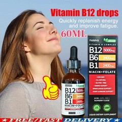 1-5 Pack Nusava Vitamin B12 B6 Liquid Drops Sublingual B-Complex 5000mcg