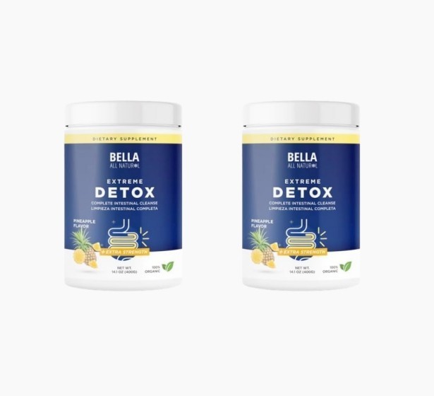 2 BOTTLES–Bella All Natural Extreme Detox Powder -Complete Intestinal Cleanse