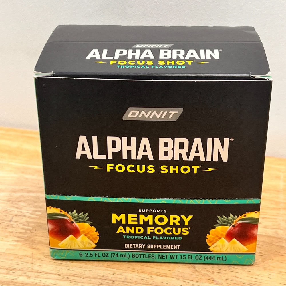 Onnit Alpha Brain Focus Shot Tropical Flavored Dietary Supplement 6 Pack 2.5oz