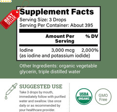 Organic Lugol’S Iodine, Iodine and Potassium Iodide 2% Solution 3000 Mcg – Liqui