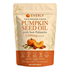 Everly Pumpkin Seed Oil with Saw Palme tto, 180 Softgels, Cold Pressed Pumpkin