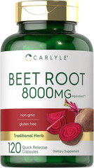 Carlyle Beet Root Capsules 8000mg, 120 Count, Non-GMO & Gluten Free