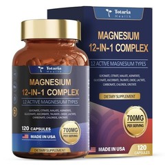 Totaria Health Magnesium 12-in-1 Complex – 700mg | 120 Capsules | Vegan, Non-GMO