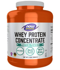 NOW Sports Whey Protein Concentrate, Unflavored, 5 lb, 24g Protein