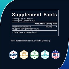 Magnesium Glycinate For Improved Sleep Stress Anxiety Relief 500mg 120 Capsules