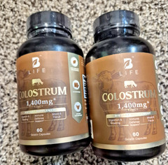 TWO BOTTLES BLife Bovine Colostrum 1400mg Immune Gut Support 120 CAPS TOTAL