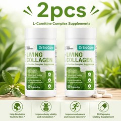 2 BOTTLES-DrBioCare Living Collagen L-Carnitine Complex – 60 Cap, Non-GMO, Grass