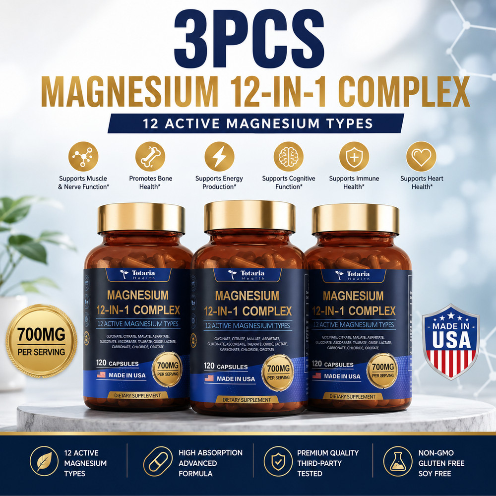 3-bottle Totaria Magnesium 12-in-1 Complex 700mg.