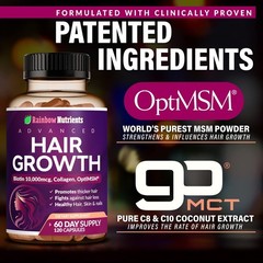 Hair Growth Vitamins for Women | Biotin 10000mcg Collagen Patented OptiMSM® g…