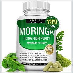 Toplux Nutrition Moringa Ultra High Purity Maximum Potency 1200mg 90 Capsules