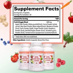 3x Vital Super Fruits & Veggies – Daily Superfood Capsules for Adults – Fruit