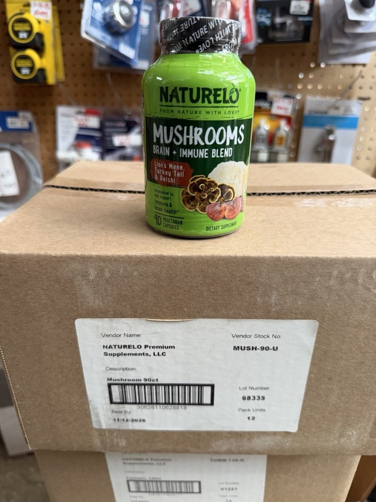 NATURELO Mushroom Supplement Lion’s Mane, Turkey Tail & Reishi EXP 11/12/26 90CT
