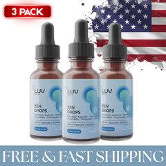 Zen LUV Drops Stress Support with Magnesium Glycinate and Lemon BalM 3 PACK.