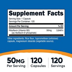 Nutricost R-5-P (Riboflavin-5-Phosphate) (Vitamin B2) 50 MG, 120 Capsules