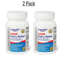 Equate Original Dairy Relief Lactase Enzyme Supplement Caplets 120COUNT 2 pack