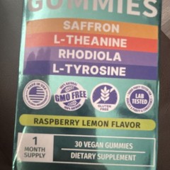 Nusava Saffron + L-Theanine Gummies 150mg 30 Count Vegan Raspberry Lemon