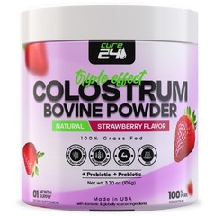 Cure24 Bovine Colostrum X3 Supplement Powder for Humans, 100% Pure Whole Natur