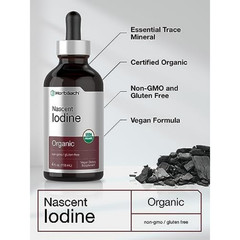 Nascent Iodine 325mcg 4oz Organic Liquid Supplement Non-GMO Gluten Free USA