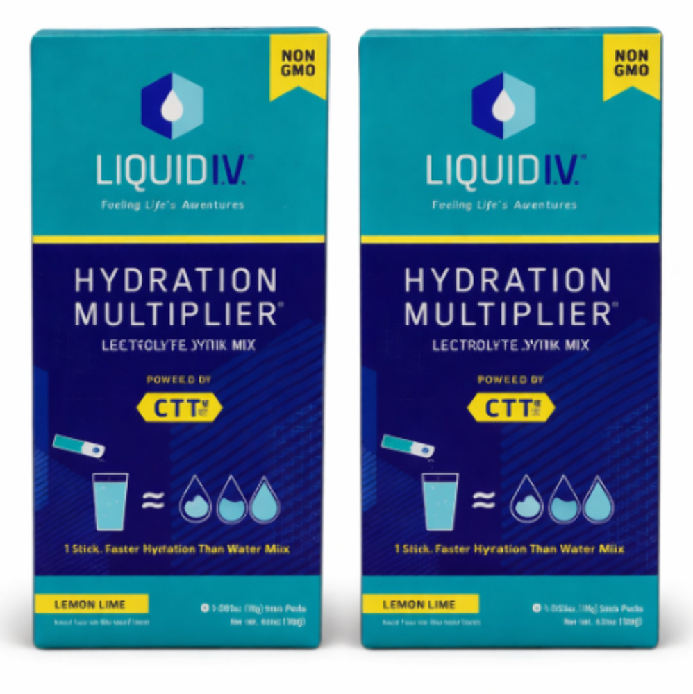 7/27 2x Liquid I.V. Hydration Multiplier, Electrolyte Powder, Lemon Lime, 8 Coun