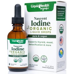 Iodine Liquid Drops USDA Organic Vegan Colorless Tasteless Supplement 2 oz