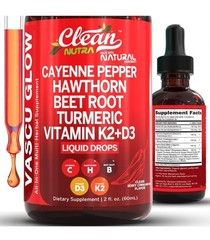 2 Pack Clean Nutra Cayenne Pepper Drops Supplement Liquid + Hawthorn Berry