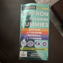 Nusava Saffron + L-Theanine Gummies 150mg 30 Count Vegan Raspberry Lemon