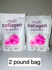 Multi Collagen Peptides Powder Unflavored 2 lb w/ Biotin, Vit C + HA