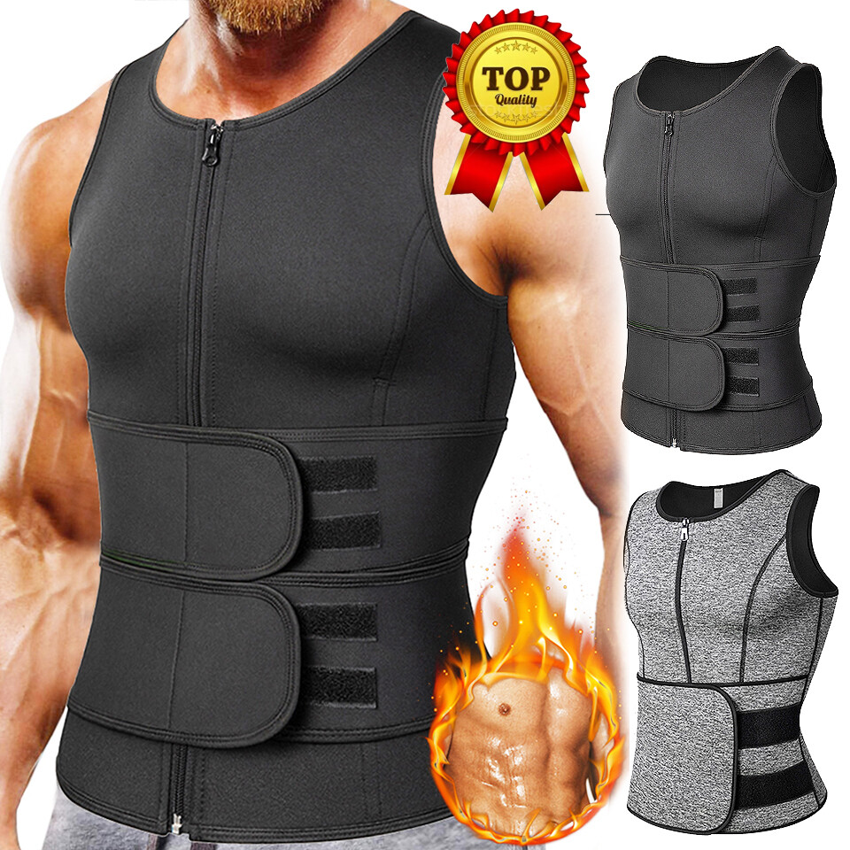 Men’s Sauna Sweat Suit Vest Waist Trainer Body Shaper Tank Tops Fat Burner Shirt