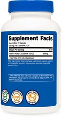Nutricost N-Acetyl L-Cysteine (NAC) 600mg, 120 Vegan Capsules – Non-GMO