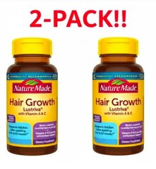 2 PACK (60 Count) Nature Ma8de Hair Growth Softgels Lustriva EXP Mar 2028 -Nib