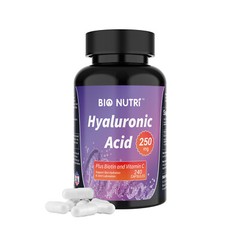 Hyaluronic Acid Capsules | 250mg | 240 Capsules| Non-GMO | by BIO NUTRI