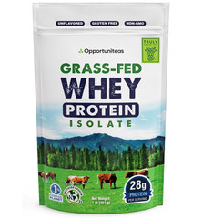 Grass-Fed Whey Protein Isolate, Unflavored, 1 lb, 28g Protein