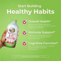 MaryRuths Kids& Morning Vegan Multivitamin Liquid -15.2oz Strawberry, Melon
