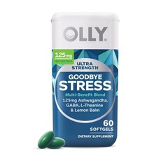OLLY Ultra Strength Goodbye Stress Softgels, GABA, Ashwagandha, LTheanine and…