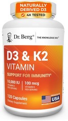 Dr. Berg D3 & K2 Vitamin Supplement – D3 K2 10,000 IU , 120 Capsules
