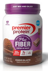 Premier Protein Powder Plus Fiber Chocolate 17 Servings 25g Protein