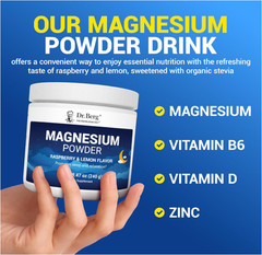 Dr. Berg Magnesium Glycinate Powder, Raspberry Lemon, 50 Servings