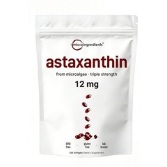 Micro Ingredients Astaxanthin 12mg – Natural Tanning, Easy-to-Swallow Softgels