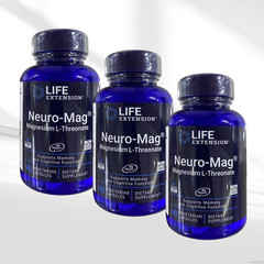 3 PACK Neuro-Mag L-Threonate Magnesium from 2000 mg Magtein Life Extension BEST1