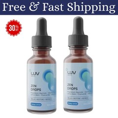 LUV Zen Drops Stress Support with Magnesium Glycinate and Lemon BalM 2 PACK.