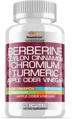 Berberine Complex Ceylon Cinnamon Chromium Berberina Canela Ceilán Cromo-90 Caps